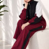 Striped Side Detail Embroidered Two-Piece Set Plum