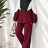 Striped Side Detail Embroidered Two-Piece Set Plum - Afbeelding 2