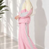 ⁦Striped Side Detail Embroidered Two-Piece Set Pink⁩ - الصورة ⁦3⁩