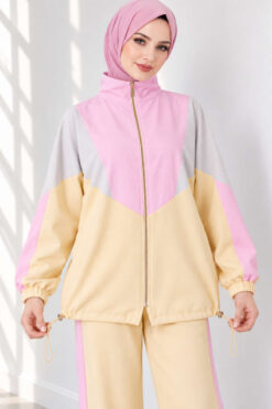 Alternative view of Striped Side Detail Embroidered Two-Piece Set Yellow