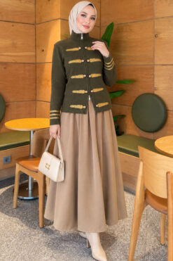 Alternative view of Leaf-Embroidered Button-Detail Knit Cardigan Khaki