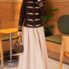 ⁦Leaf-Embroidered Button-Detail Knit Cardigan Brown⁩ - الصورة ⁦2⁩