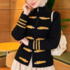 Leaf-Embroidered Button-Detail Knit Cardigan Black – Bild 2