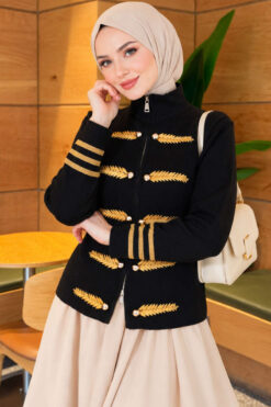 Alternative view of Leaf-Embroidered Button-Detail Knit Cardigan Black
