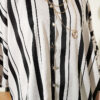 Asymmetrical Striped Satin Shirt with Batwing Sleeves Jet Black - الصورة 4