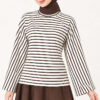 Batwing Sleeve Striped French Terry Top Brown