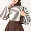 Batwing Sleeve Striped French Terry Top Brown - Imagen 2