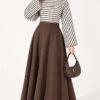 Batwing Sleeve Striped French Terry Top Brown - Imagen 3