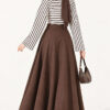 Batwing Sleeve Striped French Terry Top Brown - Imagen 4