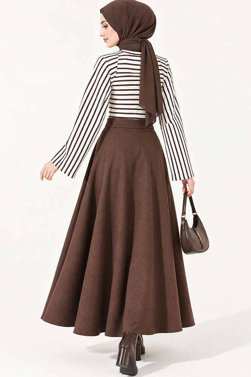 Batwing Sleeve Striped French Terry Top Brown - Imagen 4