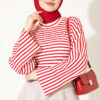Batwing Sleeve Striped French Terry Top Red - immagine 2
