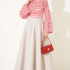 Batwing Sleeve Striped French Terry Top Red - immagine 3