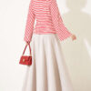 Batwing Sleeve Striped French Terry Top Red - immagine 4