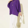 Batwing Sleeve Necklace Oversized Shirt Purple – Bild 2