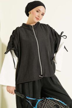 Alternative view of Loose Fit Batwing Sleeve Three-Piece Set Anthracite
