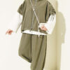 Loose Fit Batwing Sleeve Three-Piece Set Khaki