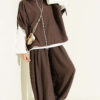 Loose Fit Batwing Sleeve Three-Piece Set Brown