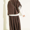 Loose Fit Batwing Sleeve Three-Piece Set Brown – Image 3