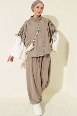 Alternative view of Loose Fit Batwing Sleeve Three-Piece Set Mink