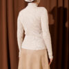 ⁦Half-High Neck French Terry Knit Sweater Beige⁩ - الصورة ⁦3⁩