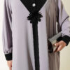 Half-Button Floral Detail Dress Grey – Bild 4