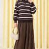 Half-Button Striped French Terry Knit Sweater Brown – Bild 2