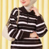 Half-Button Striped French Terry Knit Sweater Brown – Bild 3