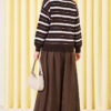 Half-Button Striped French Terry Knit Sweater Brown – Bild 4