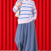Half-Button Striped French Terry Knit Sweater Pink - Afbeelding 2