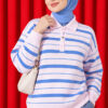 Half-Button Striped French Terry Knit Sweater Pink - Afbeelding 3