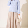Half-Button Wrap Pattern French Terry Sweater Baby Blue - Image 2