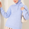 Half-Button Wrap Pattern French Terry Sweater Baby Blue - Image 3