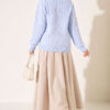 Half-Button Wrap Pattern French Terry Sweater Baby Blue - Image 4