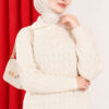 Half-Button Wrap Pattern French Terry Sweater Beige