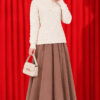 Half-Button Wrap Pattern French Terry Sweater Beige - Imagen 2