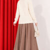 Half-Button Wrap Pattern French Terry Sweater Beige - Imagen 4