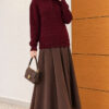 Half-Button Wrap Pattern French Terry Sweater Burgundy - Imagen 2