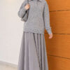 Half-Button Wrap Pattern French Terry Sweater Grey - immagine 2