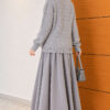 Half-Button Wrap Pattern French Terry Sweater Grey - immagine 4