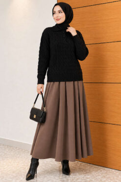 Alternative view of Half-Button Wrap Pattern French Terry Sweater Black
