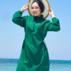 Half-Zip Adjustable Waist Modest Swimsuit Emerald – Bild 2