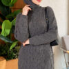 ⁦Half Zipper Fitted Ribbed Knit Dress Anthracite⁩ - الصورة ⁦2⁩