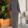 ⁦Half Zipper Fitted Ribbed Knit Dress Anthracite⁩ - الصورة ⁦4⁩