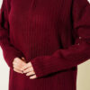 Half Zipper Fitted Ribbed Knit Dress Burgundy – Bild 4