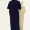 Half Zipper Fitted Ribbed Knit Dress Navy Blue – Image 3