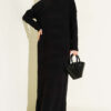 Half Zipper Fitted Ribbed Knit Dress Black