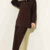 Half-Zip Loisha Tunic Two-Piece Set Brown