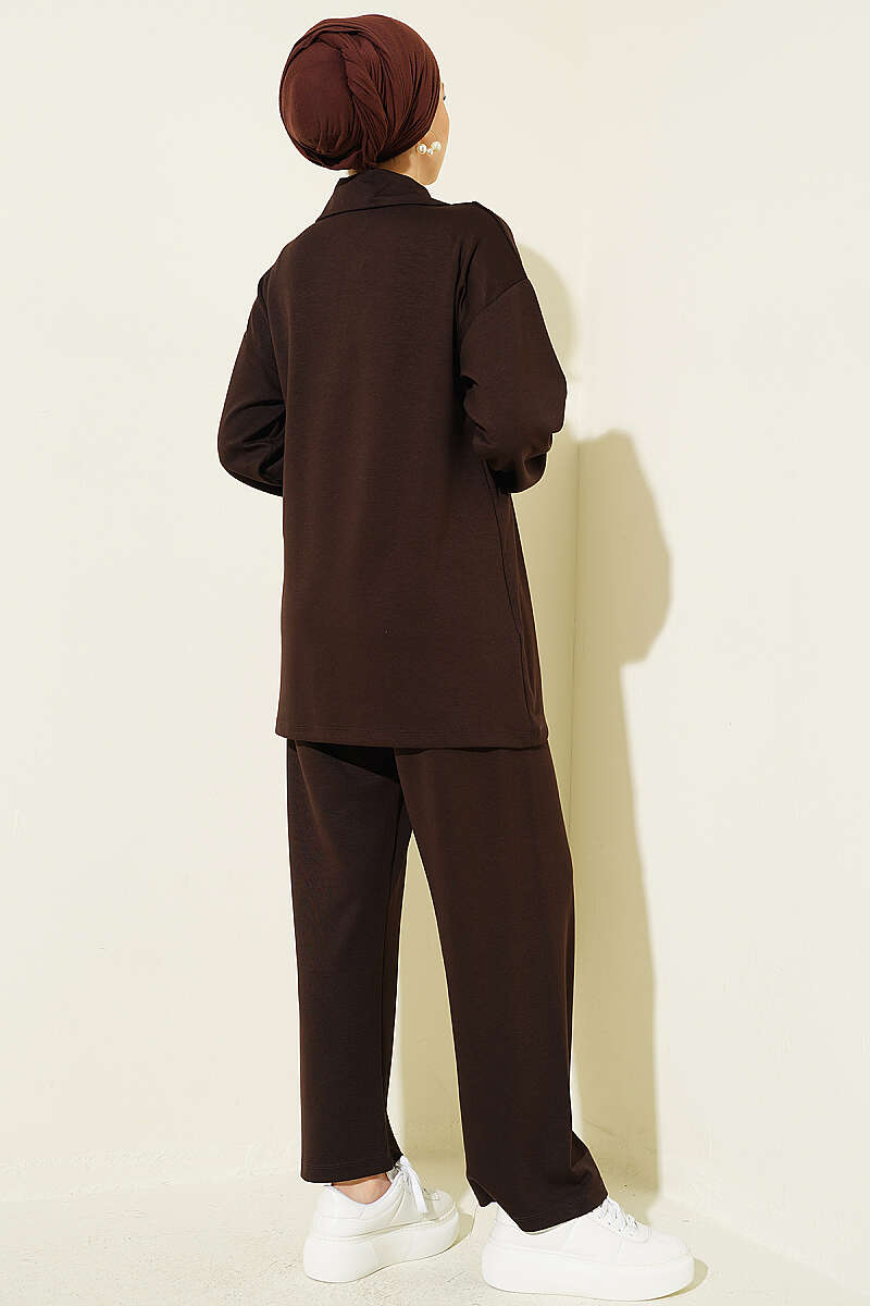Half-Zip Loisha Tunic Two-Piece Set Brown - Imagen 3