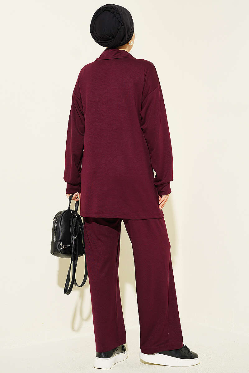 Half-Zip Loisha Tunic Two-Piece Set Plum - الصورة 3