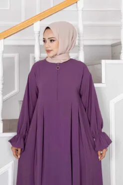 Alternative view of Half-zip Islamic modest dress Purple